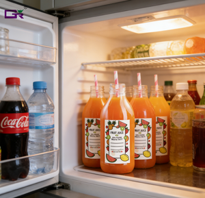 Autocollants d'étiquettes de boissons en vinyle durable, imperméables, imprimés avec un logo personnalisé, en rouleau, pour les bouteilles de jus en verre, adaptés à la réfrigération - Product Image 3