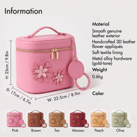 LZ Personalize: Necessaire de Couro Genuíno, Estojo Organizador de Maquiagem com Espelho Ajustável e Compartimentos para Higiene Pessoal