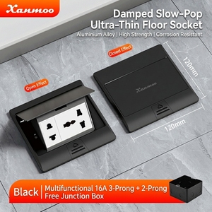 <span class=keywords><strong>Prise</strong></span> de <span class=keywords><strong>sol</strong></span> universelle encastrée ultra-mince en alliage d'aluminium à trois trous, type 120, avec amortissement, étanche et escamotable - Product Image 5
