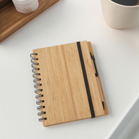 Carnet A5 personnalisé avec couverture en bambou imprimé style reliure thermique en boîte pour l'école bureau Journal d'affaires cadeau de promotion