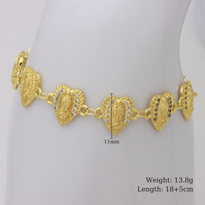 Bracelet tendance pour femme en laiton plaqué or 18 carats avec zircon, motif Vierge Marie et étoile de mer (couleur inaltérable, idéal mariage) - Product Image 6