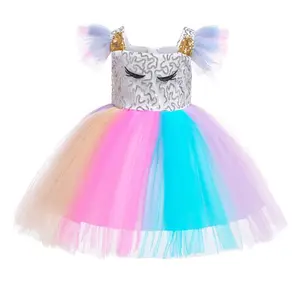 2023 Unicorn Birthday Theme Party Costume Dress Trajes Unicorn para meninas de 3 anos DGLG-061