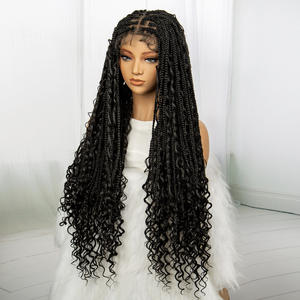 <span class=keywords><strong>Peluca</strong></span> de Cabello Sintético Trenzado <span class=keywords><strong>con</strong></span> Frente de Encaje Completo de 36 Pulgadas, Pelucas <span class=keywords><strong>con</strong></span> Cabello de Bebé, Pelucas Trenzadas <span class=keywords><strong>con</strong></span> Encaje Completo Africanas para Mujeres Africanas - Product Image 1