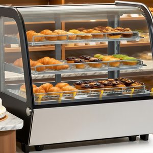 Vitrine réfrigérée à double étagère sans cadre pour la présentation de gâteaux, refroidissement par air, pour restaurant, bar à desserts et comptoir de vente au détail - Product Image 3