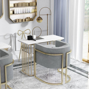 Modern Design Grey Customization <b>Nail</b> Furniture Set Manicure <b>Table</b> and Chairs for Barber Shop Beauty Salon <b>Nail</b> <b>Table</b> - Product Image 1