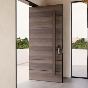 Portes pivotantes en bois massif de style européen pour villa, appartement et salon, extérieur moderne, anti-effraction, en noyer - Product Image 3