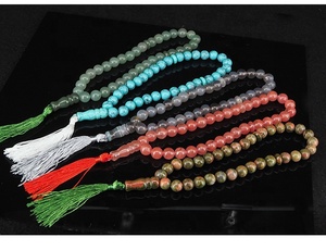 Chapelet en pierres naturelles multicolores, perles de prière musulmane, vente en gros, - Product Image 6