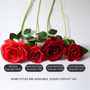 Rosa Artificiale <span class=keywords><strong>in</strong></span> Velluto Rosa, <span class=keywords><strong>Fiori</strong></span> Finti a Stelo Singolo con Effetto Realistico, Rose di Seta per Matrimoni, Decorazioni per la Casa e San Valentino - Product Image 3