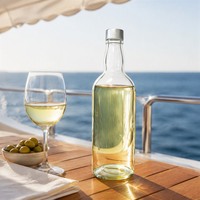Bouteille en verre transparent avec bouchon à vis en aluminium argenté, bouteille vide pour le stockage du vin, des spiritueux, de l'huile d'olive, logo personnalisé disponible