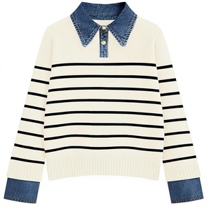 Wholesale Women Solid <b>Fleece</b> Knitted <b>Sweater</b> O-Neck Drop-shoulder Casual Pullover Spring Autumn Streetwear 100% Cotton Knitwear - Product Image 1