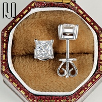 PYQ Moissanite anting persegi perak Hawaii, anting bunga perak Moissanite 925 Sterling untuk wanita