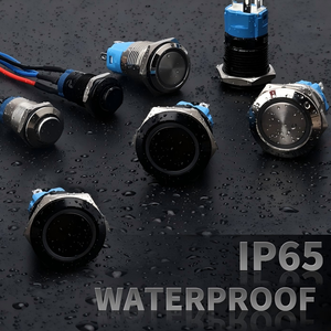 Gümüş kabuk 12mm mandallama ledli basmalı düğme anahtarı kendinden kilitleme ve IP65 su geçirmez dayanıklı metalden yapılmış - Product Image 5