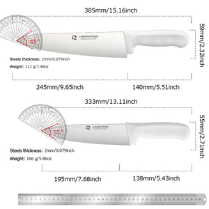 Ensemble de couteaux de cuisine OEM d'usine, 8 pièces, avec bloc de rangement, manches en PP blanc, en acier inoxydable à haute teneur en carbone, forgés à la main, ambidextres - Product Image 4