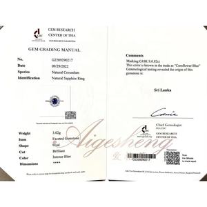 Aigesheng Luxe Sieraden Temperament Sri Lanka Natuurlijke Korenbloem Saffier Diamanten Ring Met Grc Autoriteit Certificaat - Product Image 6