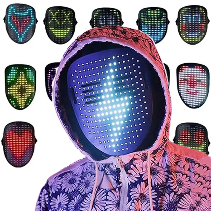 Máscara facial LED para Halloween LED de transformação facial por atacado personalizada Máscaras para festas