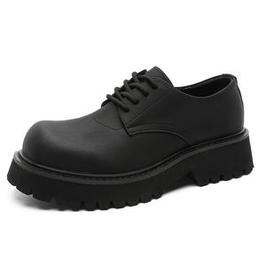 Nouvelles Chaussures Derby pour Hommes, Style Parisien, à Talon Épais et Rehaussant, en Cuir Noir, Style Preppy Britannique, Haut de Gamme, Tendance, pour le Campus - Product Image 5