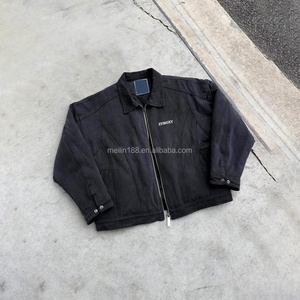 OEM Streetwear Custom Vintage Heavyweight <b>Duck</b> Canvas Work <b>Jackets</b> Zip up Bomber Quilted Coat Canvas Work <b>Jacket</b> for Men - Product Image 1