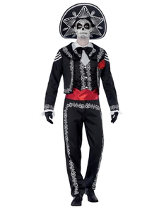 <strong>Smiffys</strong> Day of the Dead Skeleton Costume Kit for Men Adults Includes Jacket Trousers Faux Shirt &amp; Hat Polyester Halloween - Product Image 1