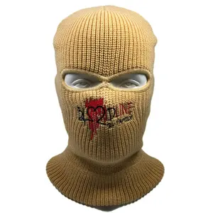 OEM custom your logo 100% acrylic cycling balaclava windproof embroidery full face cover heart pattern two hole knitted ski mask