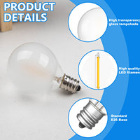 1W 2700K blanc givré LED Filament Garland E12/G40 Décoratif Globe Guirlande Lumineuse Remplacement Ampoule pour Backyard Outdoor SMD