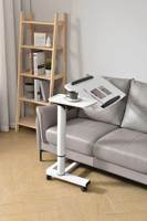 Table réglable en forme de C avec plateau inclinable pour la lecture et zone plate fixe pour tasse, bureau mobile pour chambre à coucher, usage médical et infirmier
