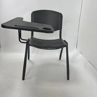 Chaise de formation empilable avec grande tablette d'écriture, panier de rangement, cadre en acier en forme de cœur, chaise d'étudiant en plastique PP pour salle de classe