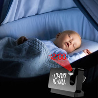 Réveil numérique à projection LED rotatif à 180°, projecteur de plafond électronique USB, réveil pour chambre à coucher, chevet, bureau