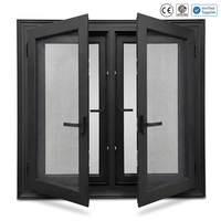 Fenêtre à battant en aluminium noir, taille personnalisée, double vitrage, avec moustiquaire, pour cuisine et salle de bain