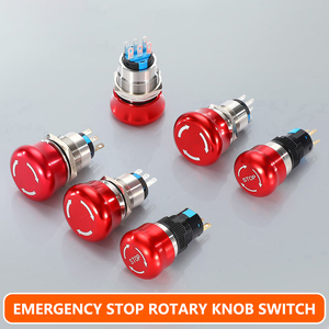 Botón de Paro de Emergencia Metálico Rojo de 16mm, 19mm, 22mm, Impermeable, con Reinicio Rotatorio, Montaje en Panel para Maquinaria Industrial - Product Image 3