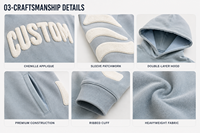 Hoodie Katun Cetak Puff Distressed Custom Oversized Produsen 450 GSM Heavyweight French Terry Polos