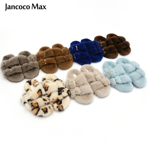 Pantofole di pelliccia da donna di lusso calde invernali personalizzate di moda all'ingrosso diapositive di vera pelliccia di <span class=keywords><strong>visone</strong></span> per le donne - Product Image 2