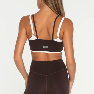 High Quality Women Sportswear Double Layer Contrast Gym Sports <strong>Bra</strong> Breathable <strong>Stretch</strong> Adjustable Strips Fitness Yoga <strong>Bra</strong> - Product Image 2