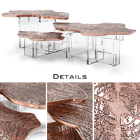 Table basse en acrylique de luxe de haute qualité, couleurs et textures personnalisables, table en laiton pour salon
