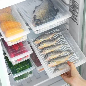 Drenaj tepsisi ile çevre dostu buzdolabı gıda saklama kutusu dondurucu buzdolabı organizatör