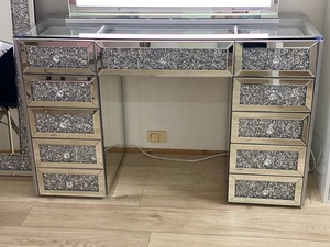 Schiacciato Diamante A Specchio Vanità Spogliatoio Tavolo Stazione di <span class=keywords><strong>Trucco</strong></span> Con Le Luci - Product Image 6