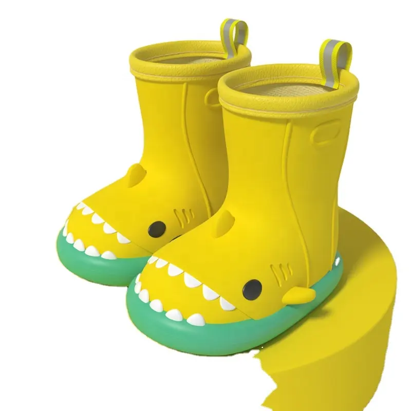 Vente en gros 2023 bottes de requin de bande dessinée chaussures pour adultes bottes de pluie antidérapantes vêtements quotidiens femmes chaussures de pluie bottes mignonnes dame chaussures de pluie
