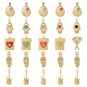 SH21 Bijoux DIY en Acier Inoxydable Anti-ternissement avec Zircon, Breloques Vintage Œil Porte-Bonheur, Main, <span class=keywords><strong>Guitare</strong></span>, Cœur, pour l'Été et la Plage - Product Image 1