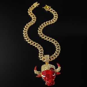 Nuevo Collar con Colgante de Animal con Incrustaciones de Diamantes, Estilo Punk Atrevido y Único, Cadena <span class=keywords><strong>Cubana</strong></span> para Hombre - Product Image 2