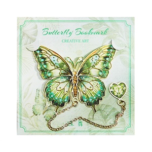 Marque-page vintage en métal coloré en forme de papillon avec chaîne métallique, marque-pages de luxe en gros, accessoire de lecture, cadeau unique - Product Image 6