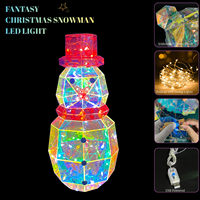 Figurine de bonhomme de neige de Noël holographique iridescente à LED, décoration lumineuse traditionnelle pour Noël, cadeau décoratif pour la maison et les fournitures de fête