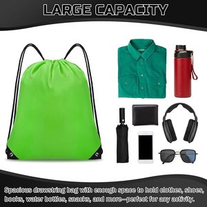 Sacs à dos de sport promotionnels avec cordon de serrage et logo personnalisé en polyester pour faire du shopping Sac à dos avec logos imprimés Sacs à cordes - Product Image 4