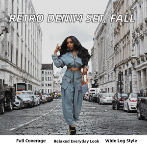 ชุดเซ็ตสองชิ้นสไตล์เรโทร BR4571 แฟชั่นลำลอง ทรงขากว้าง ผ้าเนื้อหนา สำหรับผู้หญิง ใส่เล่นกีฬา ใส่สบาย ระบายอากาศได้ดี เหมาะสำหรับฤดูร้อน - Product Image 2