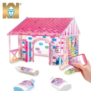 Crystal Glue Paste Toy Do Your Self Window Drawing 3D Puzzle DIY House Painting For Kids