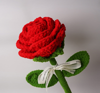 Grande rose artificielle unique, rose tricotée à la main au crochet, fleur pour mariage, Saint-Valentin, cadeau d'amour