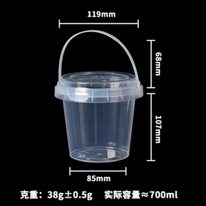 Contenedores de tazas de fruta transparentes de plástico de gran tamaño populares Cubo de té de leche con tapas para ensalada de frutas - Product Image 4