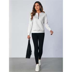 Sweat-shirt personnalisé pour femme, col ras du cou, manches longues, tricot torsadé, respirant, 100 % acrylique - Product Image 1