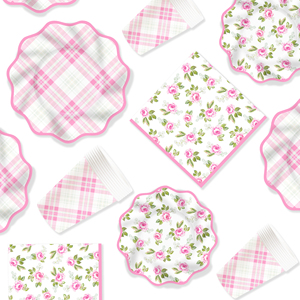 DAMAI - Juego de Vajilla Desechable para Fiestas, Vajilla Desechable para Fiestas de Té, Platos, Vasos y Servilletas de Papel - Product Image 2