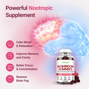 טעם פטל טבעי, תוסף תזונה נוטרופי עוצמתי לבריאות המוח, קומפלקס פטריות רעמת האריה, סוכריות גומי לתמיכה בפוקוס וחיזוק מערכת החיסון - Product Image 4