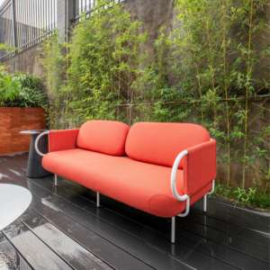 Silla tapizada moderna y elegante, juego de sofá de dos asientos con diseño de mango curvo, marco de metal para el hogar, oficina, hotel, sala de estar - Product Image 2