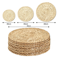 Sets de table ronds en jacinthe d'eau naturelle tressée, résistants à la chaleur, antidérapants, rustiques, pour la cuisine et la salle à manger